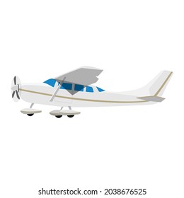 Small Single Engine Airplane Cessna Isolated On White Background. Vector