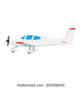 Small single engine airplane isolated on white background. Vector