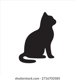 Pequeña silueta de gato sentado, ícono mínimo de Vector de animal doméstico