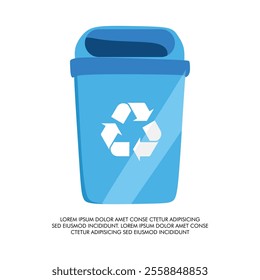 small size Blue recycling wheelie trash bin vector illustrations Blue color or waste bin and Blue bin icon with white background design 