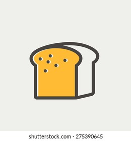Small size loaf of bread icon thin line for web and mobile, modern minimalistic flat design. Vector icon with dark grey outline and offset colour on light grey background.