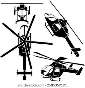 small size transport helicopter vector set 