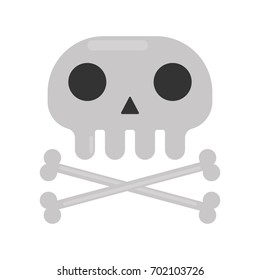 Small skull and crossed bones isolated cartoon illustration