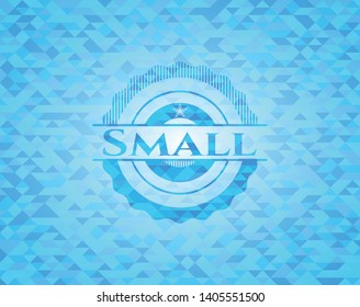 Small sky blue emblem with mosaic background