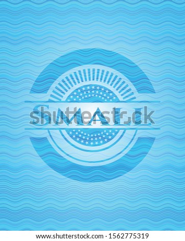 Small sky blue water wave emblem. Vector Illustration. Detailed.