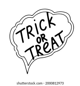 A small slogan in the cloud is an element of decoration for Halloween. Coloring. Gloomy Doodles. Vector illustration isolated on white background