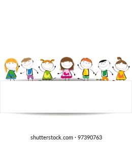 Small and smile kids with banner