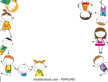 Small and smile kids playing and dancing