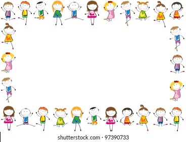 Small and smile kids playing and dancing