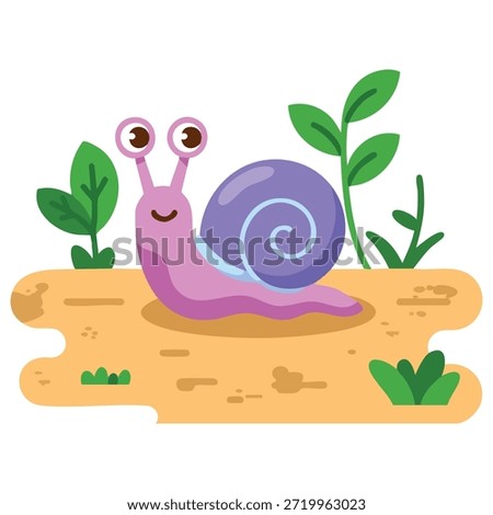Small snail and a green sprout vector illustration