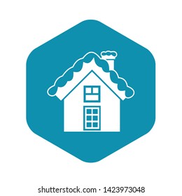 Small snowy cottage icon in simple style on a white background vector illustration