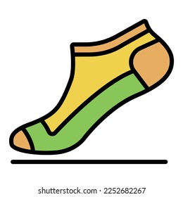 Small sock icon. Outline small sock vector icon color flat isolated on white