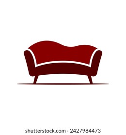 Small soft sofa with legs icon. Colored silhouette. Front view. Vector simple flat graphic illustration. Isolated object on a white background. Isolate.