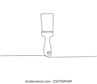 Small spatula for plaster one line art. Continuous line drawing of repair, professional, hand, people, concept, support, maintenance.