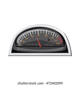 Small speedometer for car icon in cartoon style isolated on white background. Speed measurement symbol