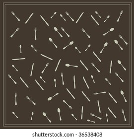 small spoon, knife and fork vector illustration menu card pattern