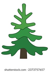 Small Spruce, coniferous evergreen tree - vector full color picture. Christmas tree, stylized image of a plant.