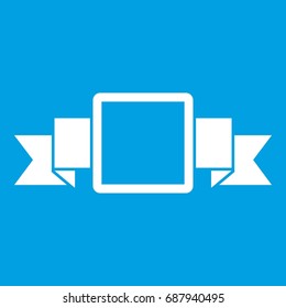 Small square banner icon white isolated on blue background vector illustration