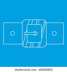 Small square buckle icon blue outline style isolated vector illustration. Thin line sign