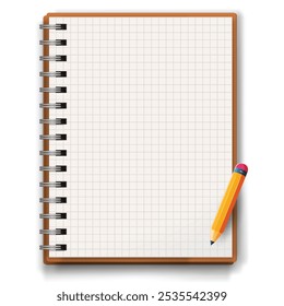 Small square notebook with pencil