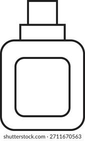 Small square perfume bottle spray icon for fragrance packaging isolated on transparent background.