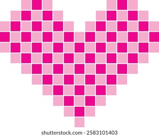 small square pink and light pink color are formed in the shape of a heart. ้heart shape vector illustration.