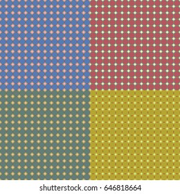 Small square seamless patterm set on color paper background