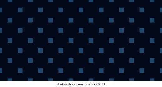 Small square shapes pattern monochrome blue background trendy geometric border motif. Modern fashion fabric design textile swatch ladies dress, men's shirt all over print block. Minimal vector graphic