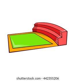 Small square stadium icon in cartoon style isolated on white background. Sports facility symbol