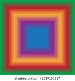 Pequeños cuadrados colocados juntos en colores del arco iris formando un cuadrado Grande