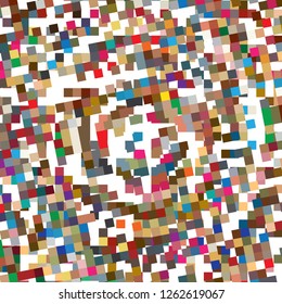 Small squares in rotated grid order, multi colored, on white base