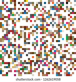 Small squares in strict grid order, multi colored, on white base