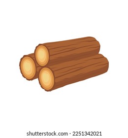 Small stack of logs vector illustration. Cartoon drawing of wood, timber and lumber isolated on white background. Construction materials, forestry concept