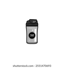 small stainless thermos drinking bottle tumbler mockup vector illustration