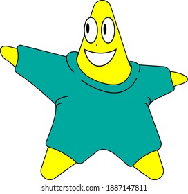 A small star vector image that can be used for your needs. The star points in a direction with a smile indicating an optimistic nature in achieving something.