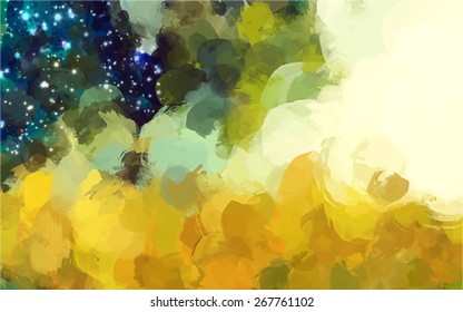 Small starry sky brush strokes background. Vector version