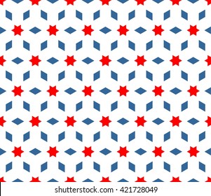 Small stars and rhombuses pattern, seamless vector background pattern