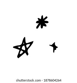 Small stars, stardust. Vector clip art isolated on white background. Hand drawn style.