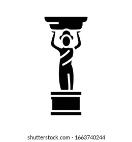 Small statue black icon, concept illustration, vector flat symbol, glyph sign.