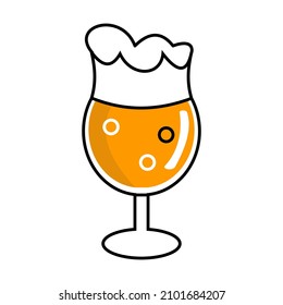 Small stemmed glass with craft beer Outline illustration on white background.