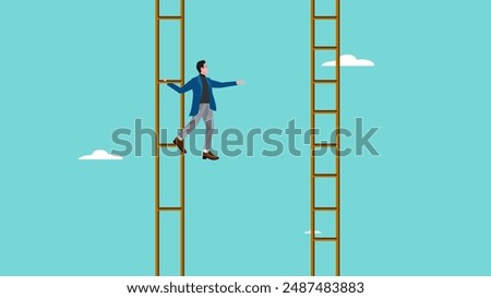 small step to success, small steps accompanied by consistency, smart businessman chooses to move to stairs with closely spaced steps to make it easier to take steps consistently