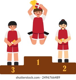 Small steps towards big dreams. Three children who dared to stand on the podium, achieving their dreams together with enthusiasm and pride and with real effort.