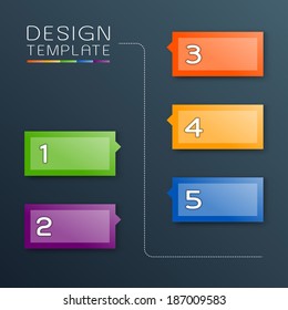 Small stickers on the dark background. Vector design template.