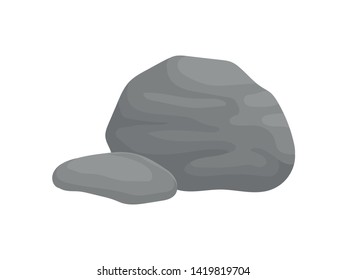 Small stone lies next to a large one. Vector illustration on white background.