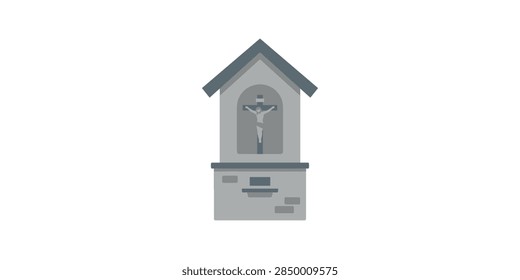 Small stone wayside shrine vector illustration