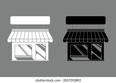 Esquema blanco negro de la tienda pequeña