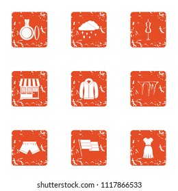 Small store icons set. Grunge set of 9 small store vector icons for web isolated on white background