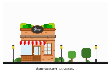 Small Store vector icon illustration, Vivid color and vintage style