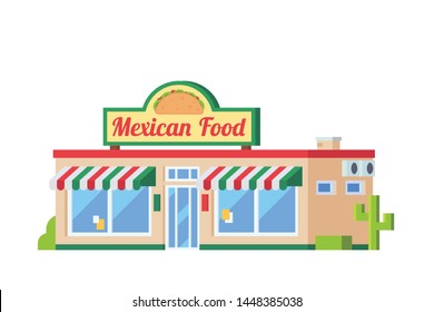 Small stores and shops building Flat design concept illustration.
