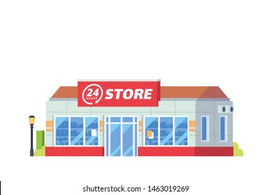 Small stores and shops building Flat design concept illustration.